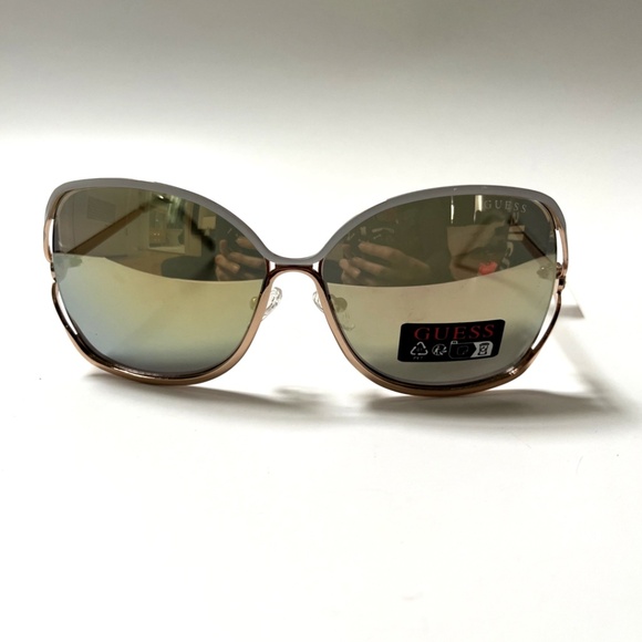 New Original GUESS Butterfly Oversized Sunglasses Cut Out Mirror White GO00040 main image 4